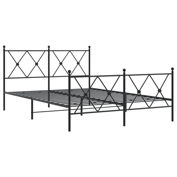 vidaXL Bed Frame Black Steel Double Bed Frame Rectangular