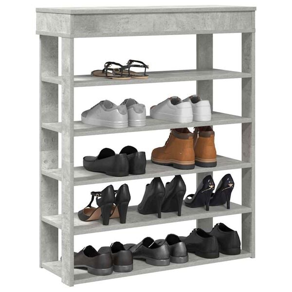 vidaXL Shoe Rack Concrete Gray Engineered Wood Slim Shoe Rack
