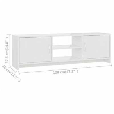 vidaXL TV Stand High Gloss White 47.2"x11.8"x14.8" Engineered Wood