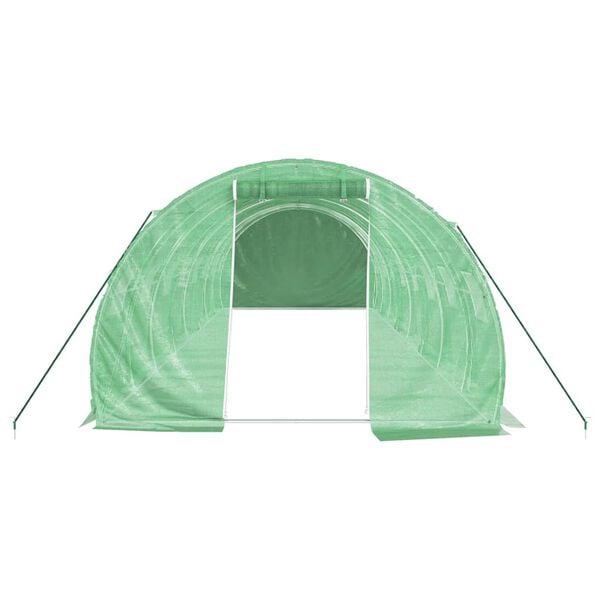 vidaXL Greenhouse Green Polyethylene, Galvanized Steel Large
