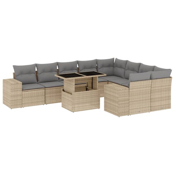 vidaXL Garden Sofa Set Beige, Light grey