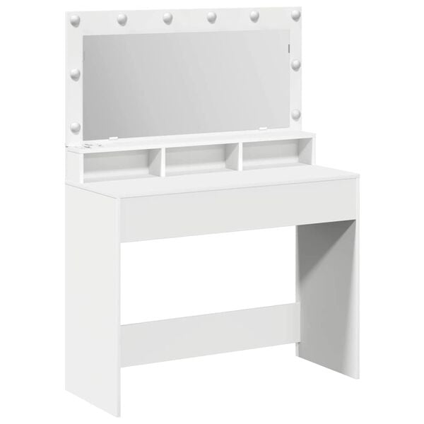 vidaXL Dressing Table White 39.37 x 16.14 x 53.15 in Engineered Wood