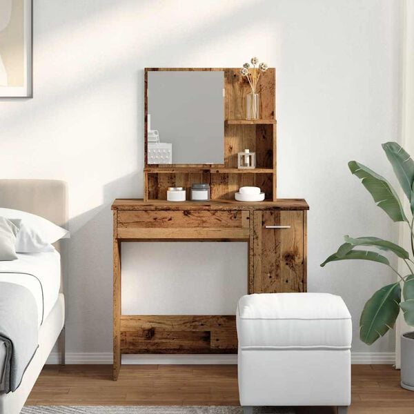 vidaXL Dressing Table Old Wood Engineered wood Medium Dressing Table