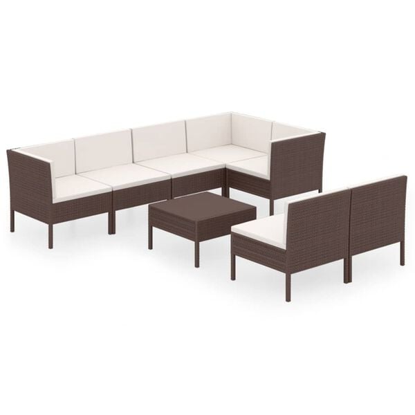 vidaXL Garden Lounge Set Brown PE rattan Large Modular