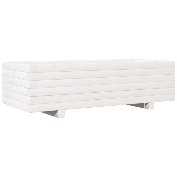 vidaXL Garden Planter White Solid pine wood 35.4 x 15.7 x 10.4 in