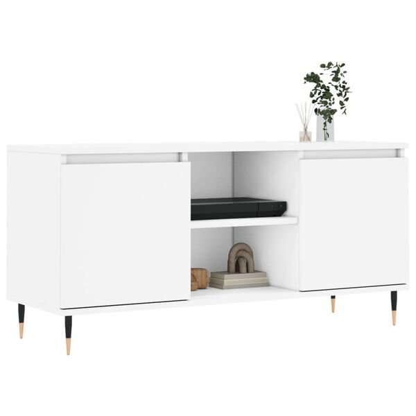 vidaXL TV Cabinet White Engineered wood, iron Medium TV Cabinet