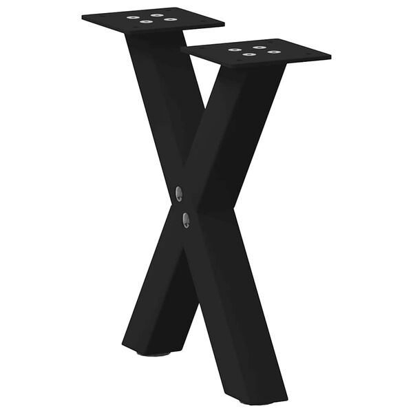 vidaXL Coffee Table Leg Set of 2 Black Powder-Coated Steel Medium