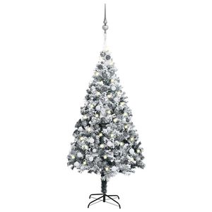 vidaXL Artificial Pre-lit Christmas Tree with Ball Set Green 70.9" PVC