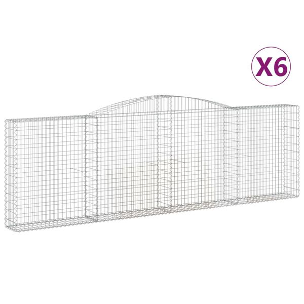 vidaXL Gabion Basket Set of 6 Silver Galvanized iron Extra Large