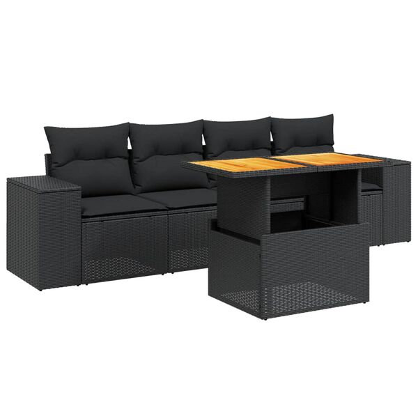 vidaXL Garden Sofa Set Black
