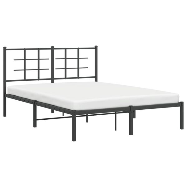vidaXL Bed Frame Black Powder-Coated Steel Full Bed Frame Rectangular