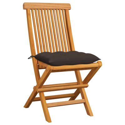 vidaXL Patio Chairs with Taupe Cushions 6 pcs Solid Teak Wood