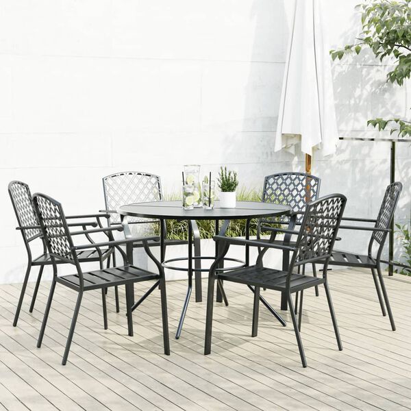 vidaXL Garden Chair Set Anthracite Powder-coated steel Stackable