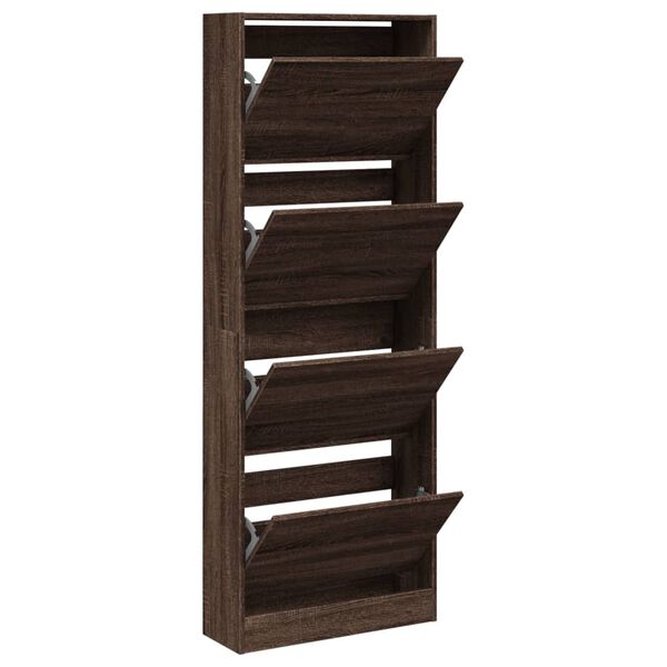 vidaXL Shoe Cabinet Brown Oak 23.6"x8.3"x64.4" Engineered Wood