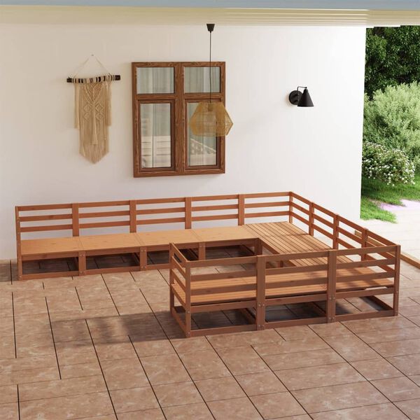 vidaXL Garden Lounge Set Honey brown Solid pinewood Medium Modular