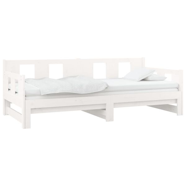 vidaXL Pull-out Day Bed White Solid pine wood Standard
