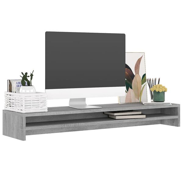 vidaXL Monitor Stand Gray Sonoma 39.4"x9.4"x5.1" Engineered Wood