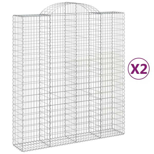 vidaXL Gabion Basket Set of 2 Silver Galvanized Steel Large