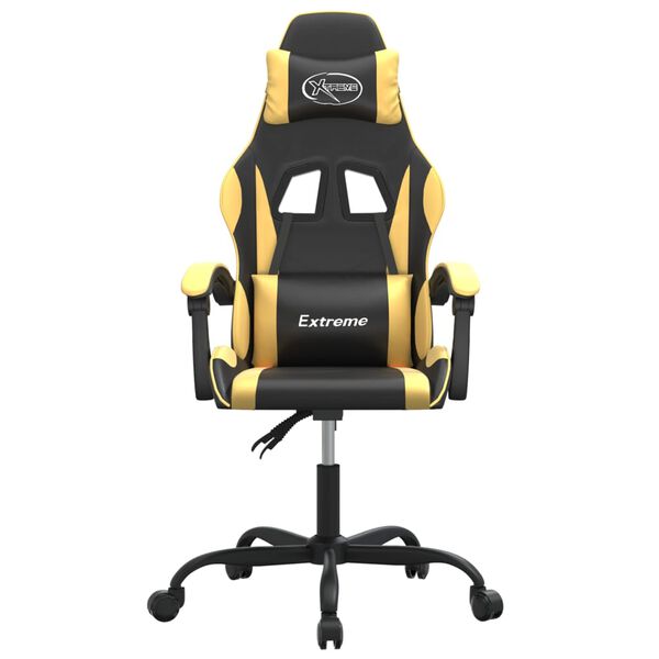 vidaXL Gaming Chair Black and Gold Faux Leather