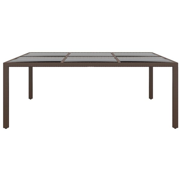 vidaXL Garden Table With Glass Top Brown and black