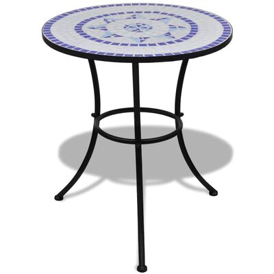 vidaXL Bistro Table Blue and White 23.6" Mosaic