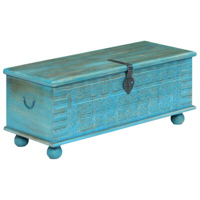 vidaXL Storage Chest Solid Mango Wood Blue  39.4"x15.8"x16.1"
