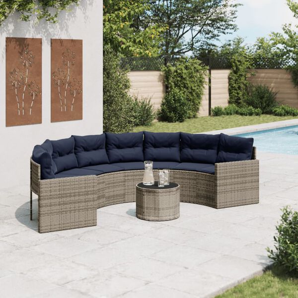 vidaXL Patio Sofa Gray, Navy blue