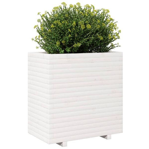 vidaXL Garden Planter White Solid pine wood Medium Planters