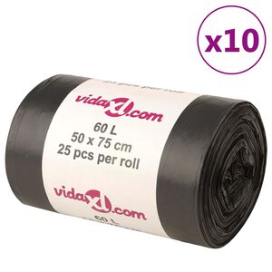 vidaXL Bin Bags 250 pcs Black 15.9 gal