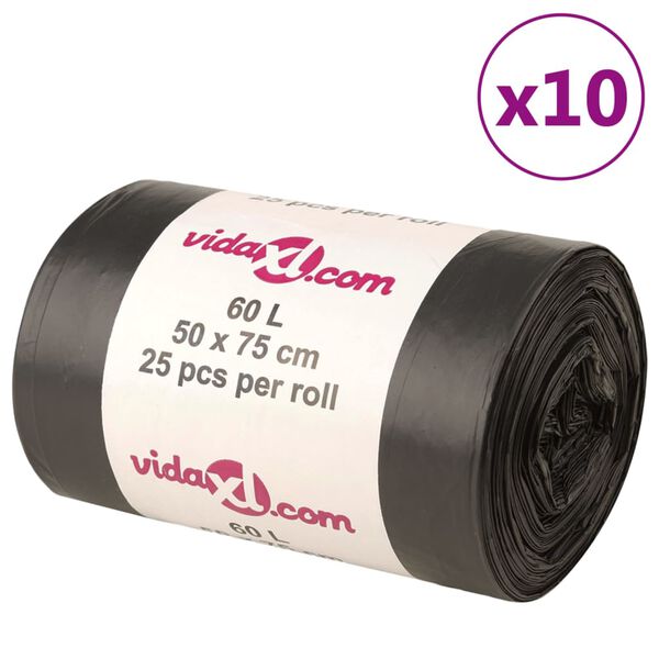 vidaXL Bin Bags 250 pcs Black 15.9 gal