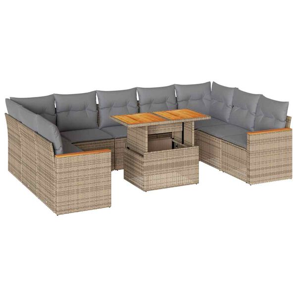 vidaXL Garden Sofa Set Beige and Light Grey