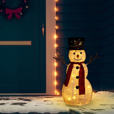 vidaXL Decorative Christmas Snowman Figure with LED Luxury Fabric 2 ft
