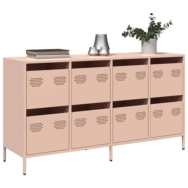 vidaXL Sideboard Pink Cold-rolled Steel Medium Sideboard Rectangular