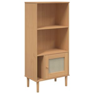 vidaXL Bookcase Brown Solid pine wood, Engineered wood, Poly rattan