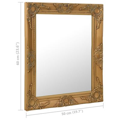 vidaXL Wall Mirror Baroque Style 19.7"x23.6" Gold