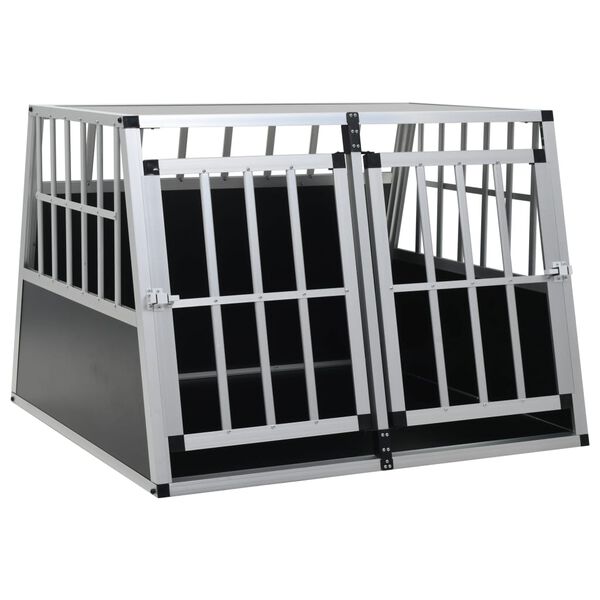 vidaXL Dog Cage Silver Aluminum,MDF Medium Portable Dog Cage