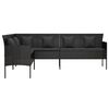 vidaXL L-shaped Patio Sofa with Cushions Black Poly Rattan