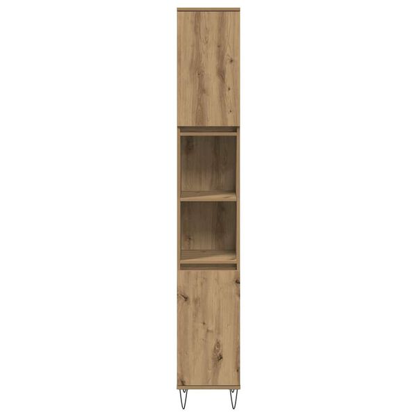 vidaXL Bathroom Cabinet Artisan oak Engineered wood, iron Tall and narrow