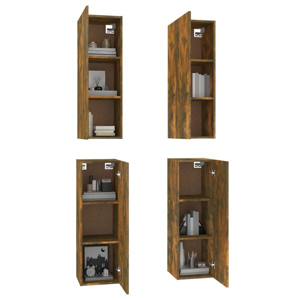 vidaXL TV Cabinet Set of 4 Smoked Oak Engineered wood Medium