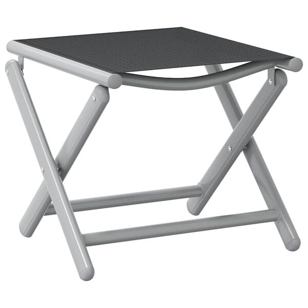 vidaXL Footrest Black and Silver Aluminum, Textilene Compact Foldable