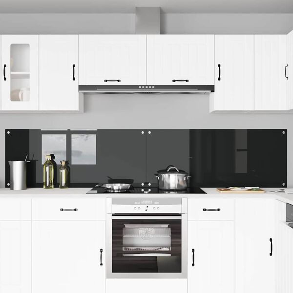 vidaXL Kitchen Backsplash 2 pcs Black 47.24 x 19.69 in Tempered Glass