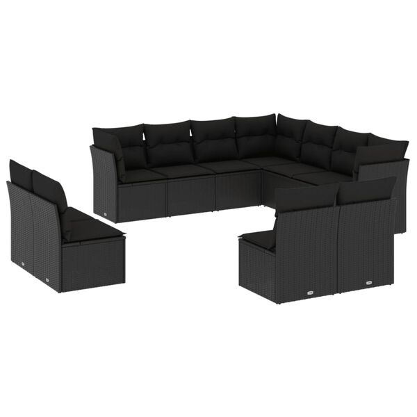 vidaXL Garden Sofa Set Black