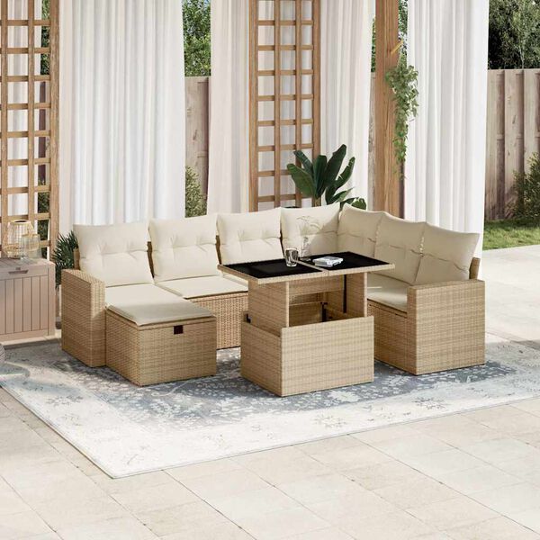 vidaXL Garden Sofa Set Beige, cream white