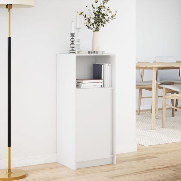 vidaXL Sideboard White Engineered wood, glass Medium Sideboard