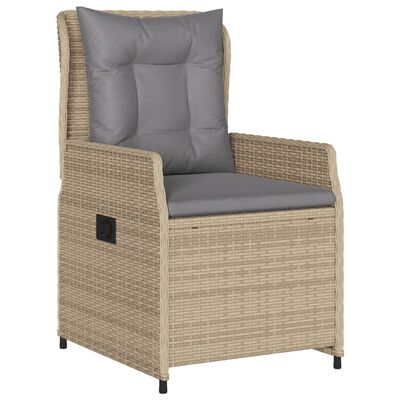 Beige woven armchair with gray back cushion and seat cushion