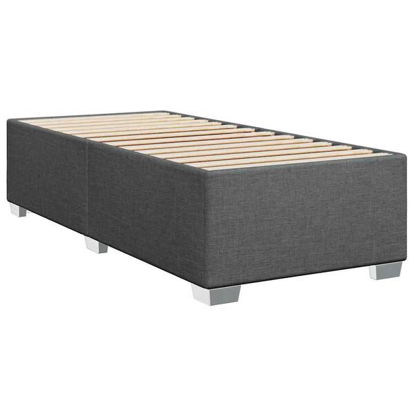 vidaXL Bed Frame Dark Gray Polyester fabric, Plywood, Engineered wood Twin