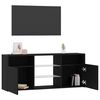 vidaXL TV Cabinet with LED Lights Black Oak 47.2x11.8x19.7" Engineered Wood