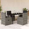 vidaXL Garden Dining Set Grey PE Rattan 5 Piece Set