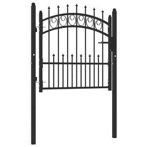 vidaXL Fence Gate with Spikes Steel 39.4x39.4" Black