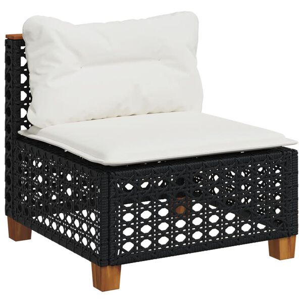 vidaXL Outdoor Sofa Set Black, Cream White